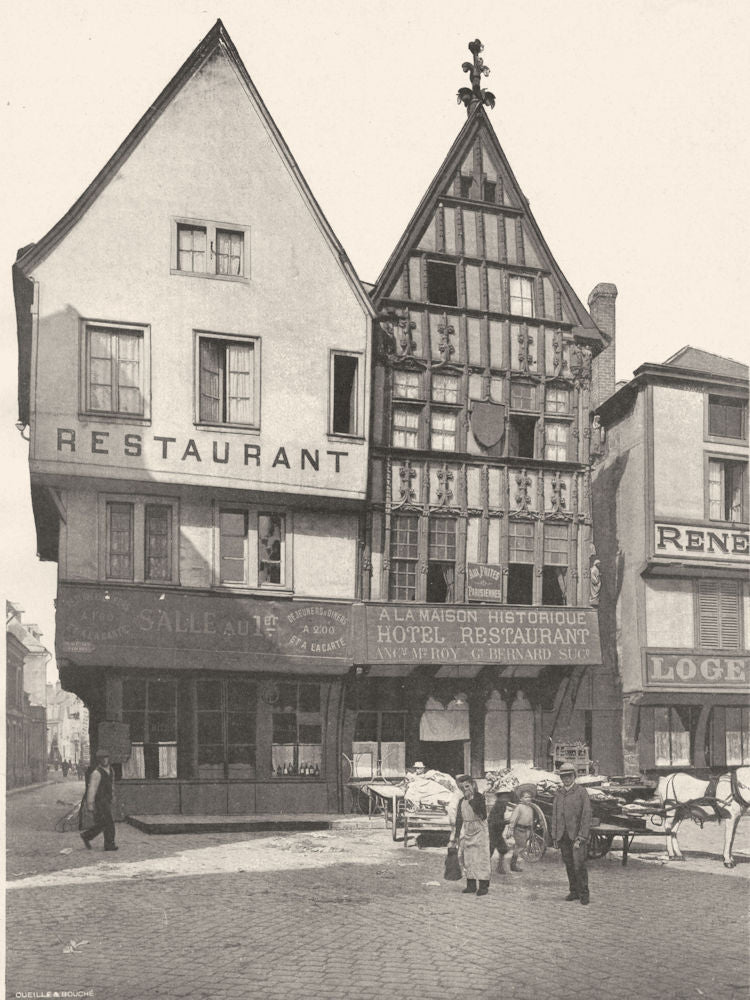 MARNE. Reims- Vieilles maisons place des Marchés 1906 old antique print
